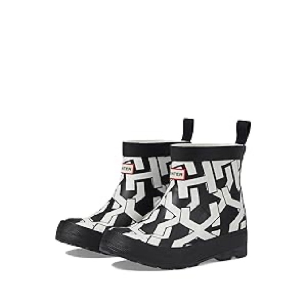Hunter Play H-Print Boot (Little Kid/Big Kid) Black/White 4 Big Kid M